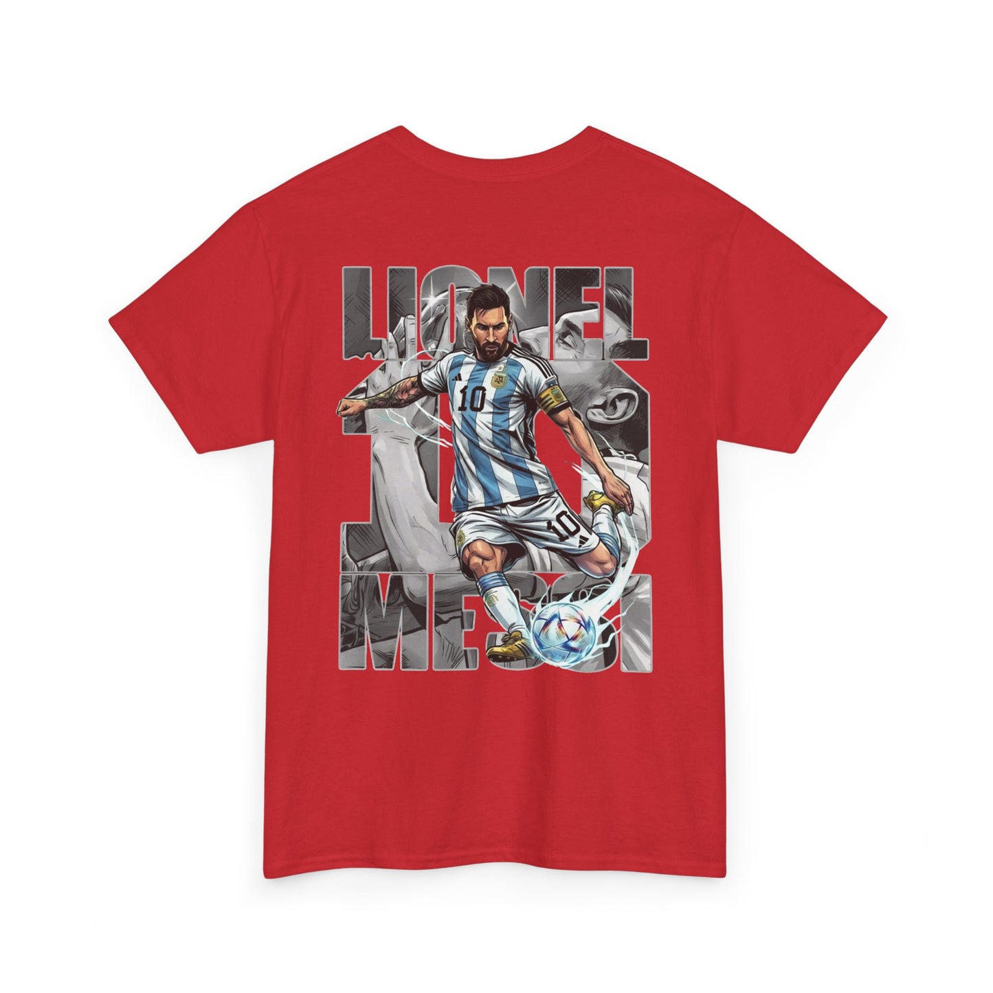 Soccer Star Graphic Tee Back — Argentina Striped Jersey Player Design