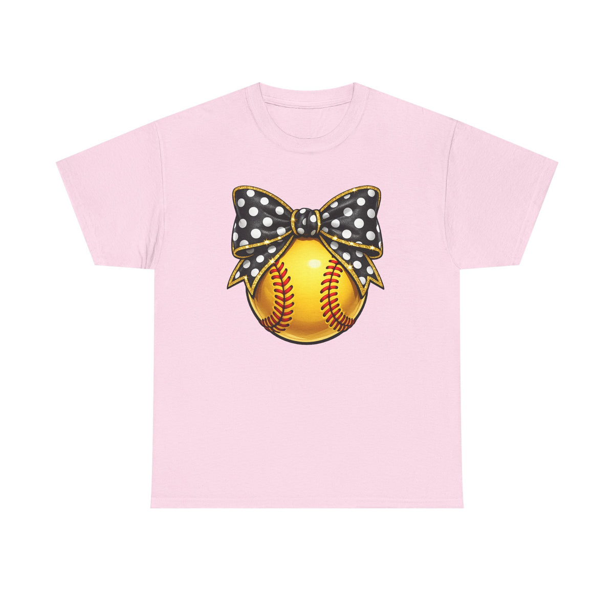 Softball Bow Tee — Polka Dot Bow Softball Graphic T-Shirt