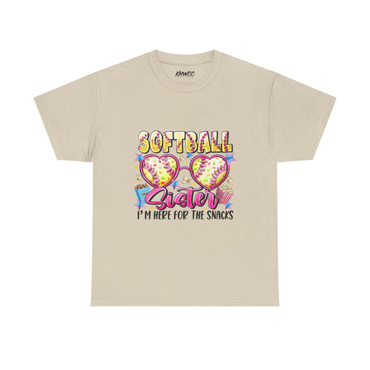 Softball Sister T-Shirt — “I’m Here for the Snacks” Youth/Adult Tee – product image 2