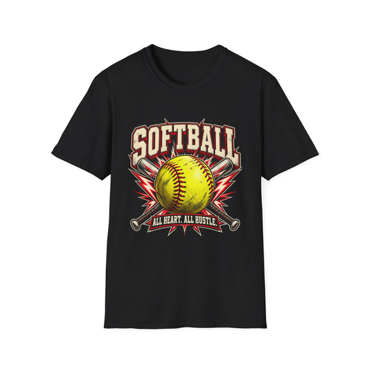 Softball T-Shirt — "Softball: All Heart, All Hustle" Graphic Tee