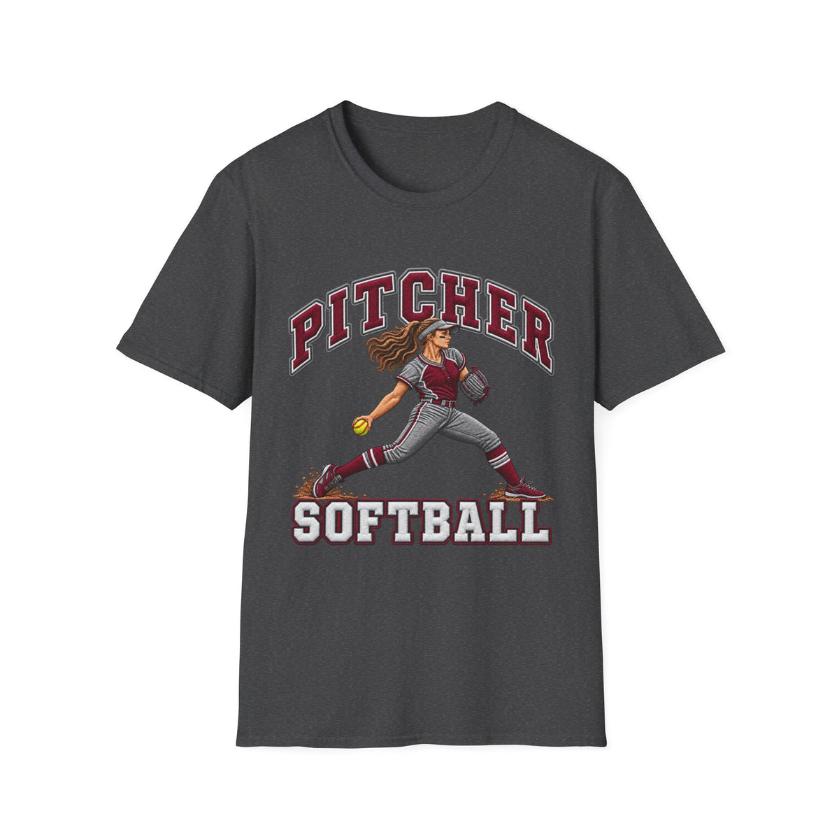 Pitcher Softball T-Shirt — Vintage Female Pitcher Graphic Tee