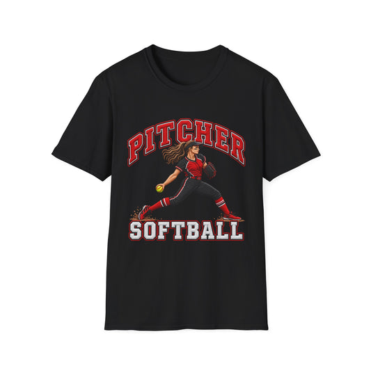 Pitcher Softball T-Shirt — Women's Softball Player Graphic Tee