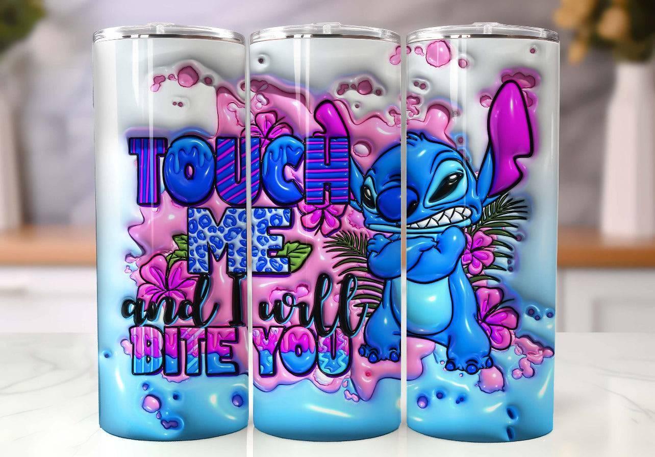 20oz 3D Alien Silhouette Tumbler With Cheeky Motto Touch Me And I Will Bite You Limited Edition - KW CUSTOM CREATIONS