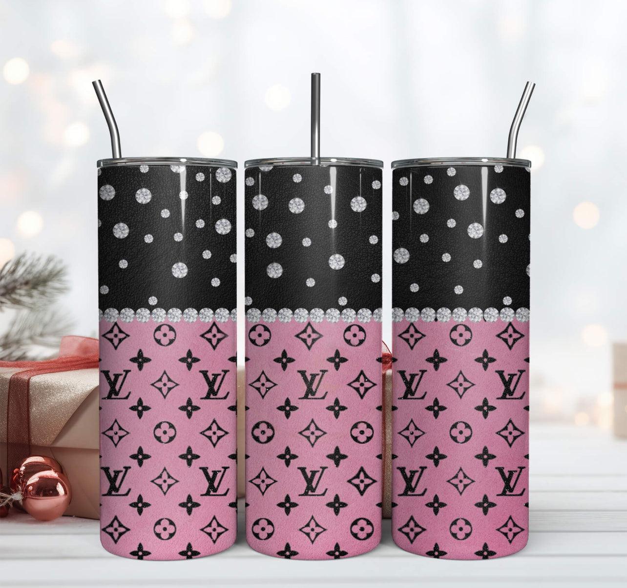 20oz Insulated Stainless Steel Tumbler Travel Cup Black And Pink On The Go - KW CUSTOM CREATIONS