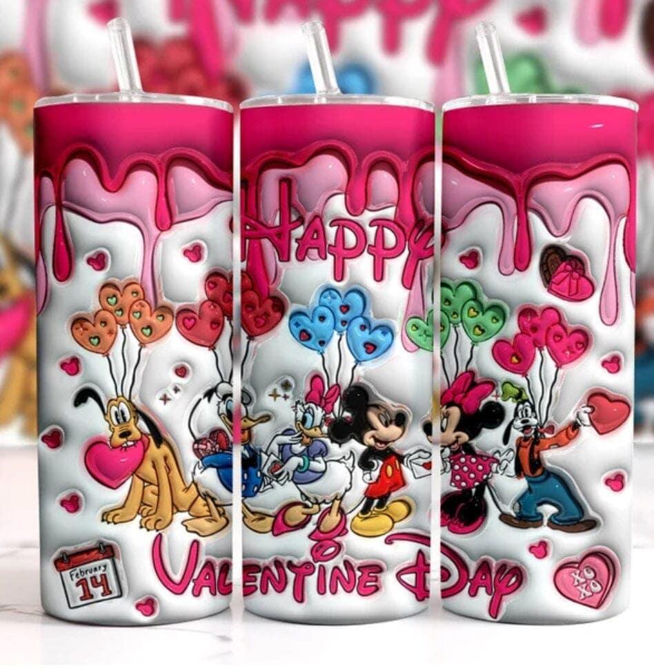 3D Mouse And Friends Valentines Day 20oz Tumbler With Charming Cartoon Character Design Gift - KW CUSTOM CREATIONS