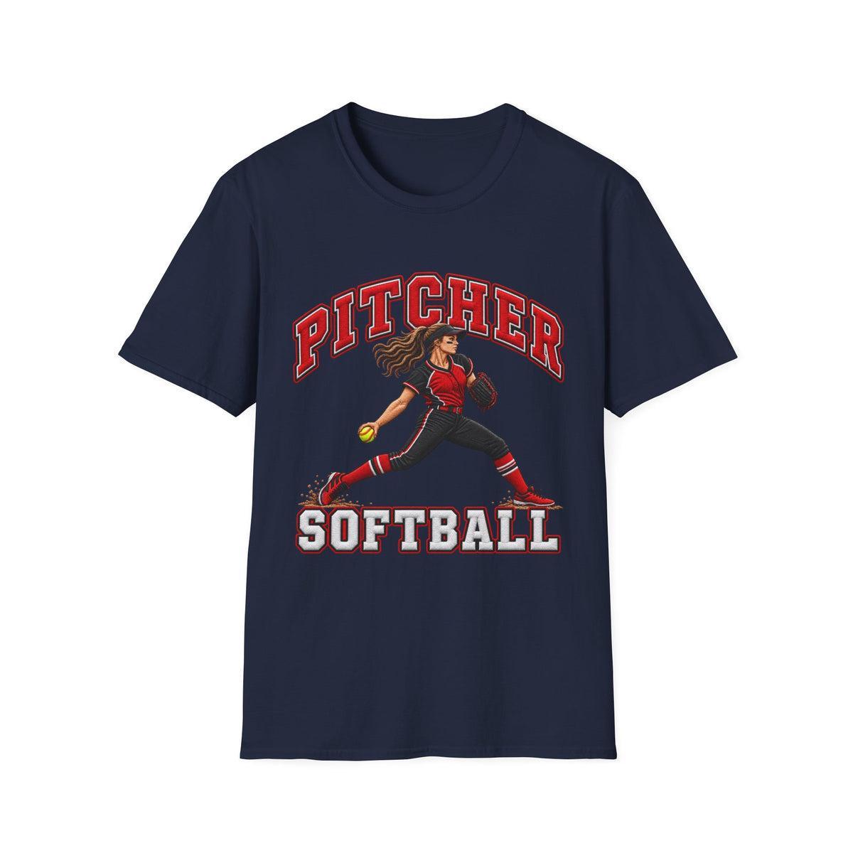 Pitcher Softball T-Shirt — Women's Softball Player Graphic Tee