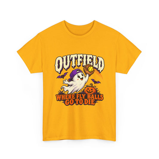 Outfield Where Fly Balls Go to Die Baseball Halloween T-Shirt