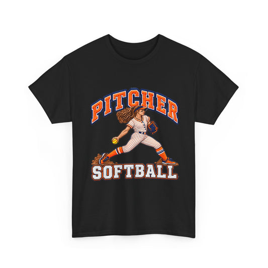 Pitcher Softball T-Shirt — Vintage Female Pitcher Graphic Tee