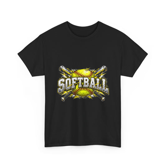 Softball Crossed Bats and Ball Graphic T-Shirt