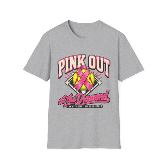 Pink Out Softball T-Shirt — "Pink Out at the Diamond" Breast Cancer Awareness
