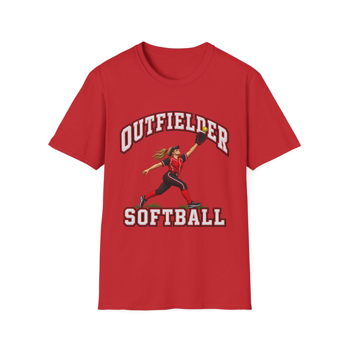 Outfielder Softball T-Shirt – Female Player Graphic Tee
