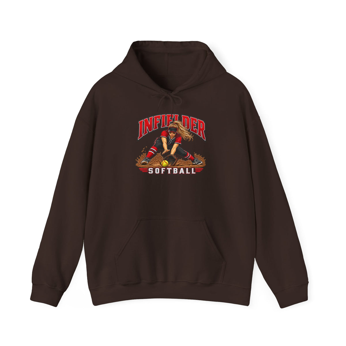 Softball Infielder Hoodie — Retro Player Graphic Sweatshirt