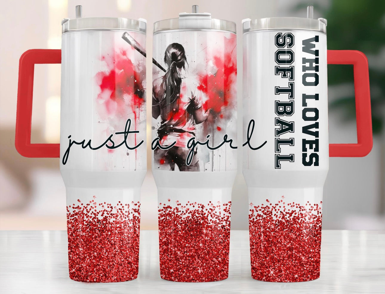 Personalized 40oz Just a girl who loves softball Tumbler