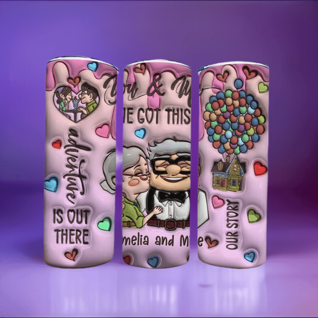 Official 3D Carl And Ellie Valentine's Day 20oz Tumbler Gift For Disney Pixar Up Fans - KW CUSTOM CREATIONS