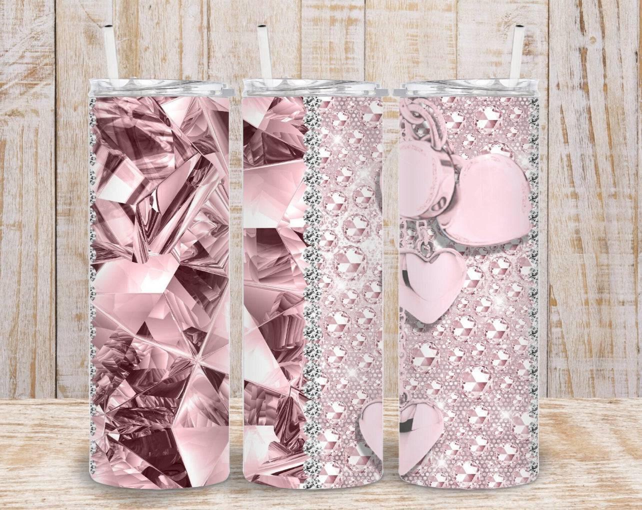 Pink Bling Glam 20oz Tumbler Keeps Drinks Cold On The Go Durable And Easy To Clean - KW CUSTOM CREATIONS