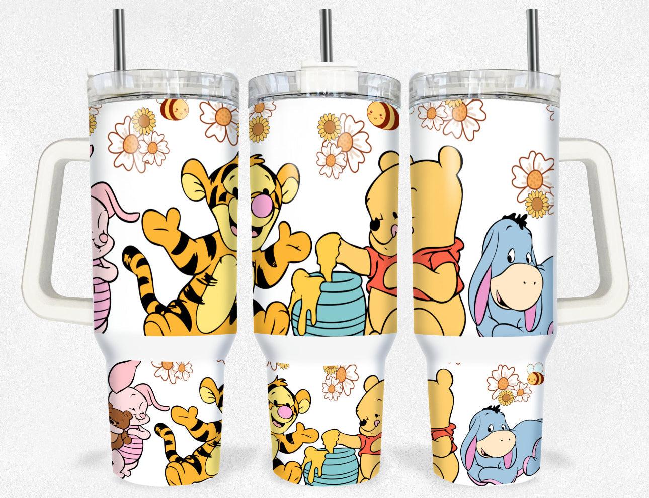 Winnie The Pooh 40oz Insulated Tumbler Water Bottle For On The Go Hydration And Outdoor Adventures - KW CUSTOM CREATIONS