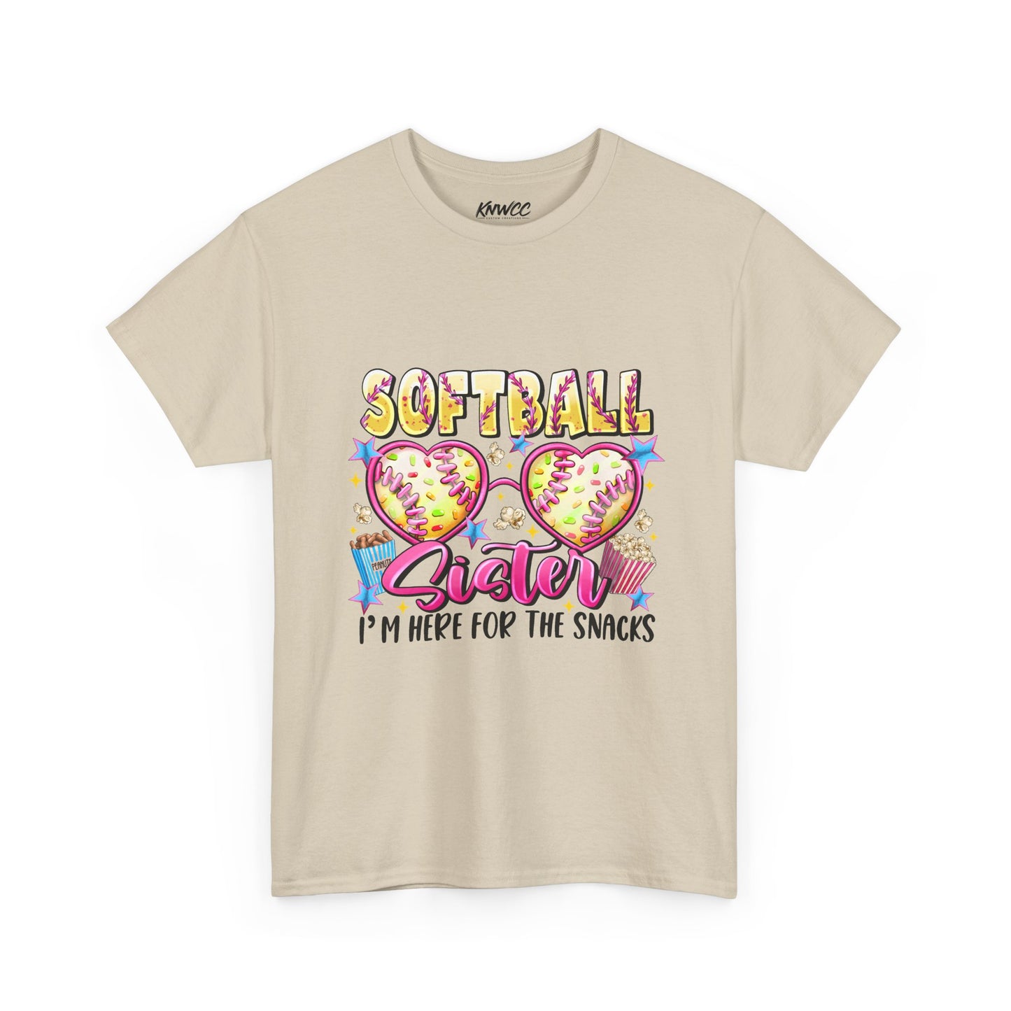 Softball Sister T-Shirt — “I’m Here for the Snacks” Youth/Adult Tee