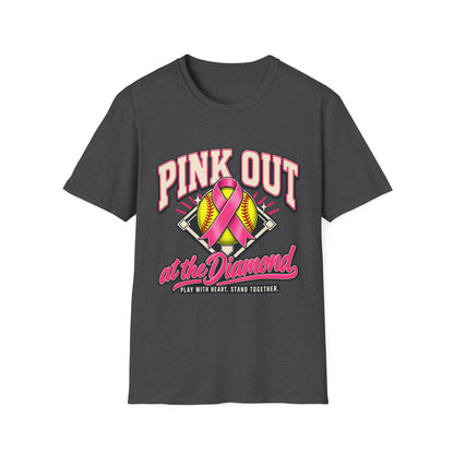 Pink Out Softball T-Shirt — "Pink Out at the Diamond" Breast Cancer Awareness