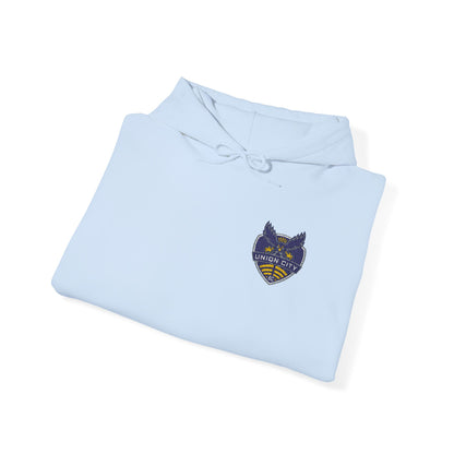 Union City Soccer New Crest Sheild Embroidered Hoodie — Small Chest Graphic