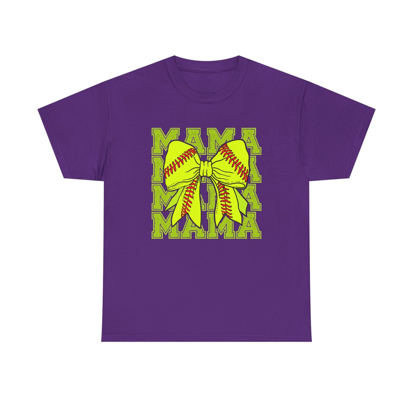 Softball Mama T-Shirt – Neon Bow "MAMA" Graphic