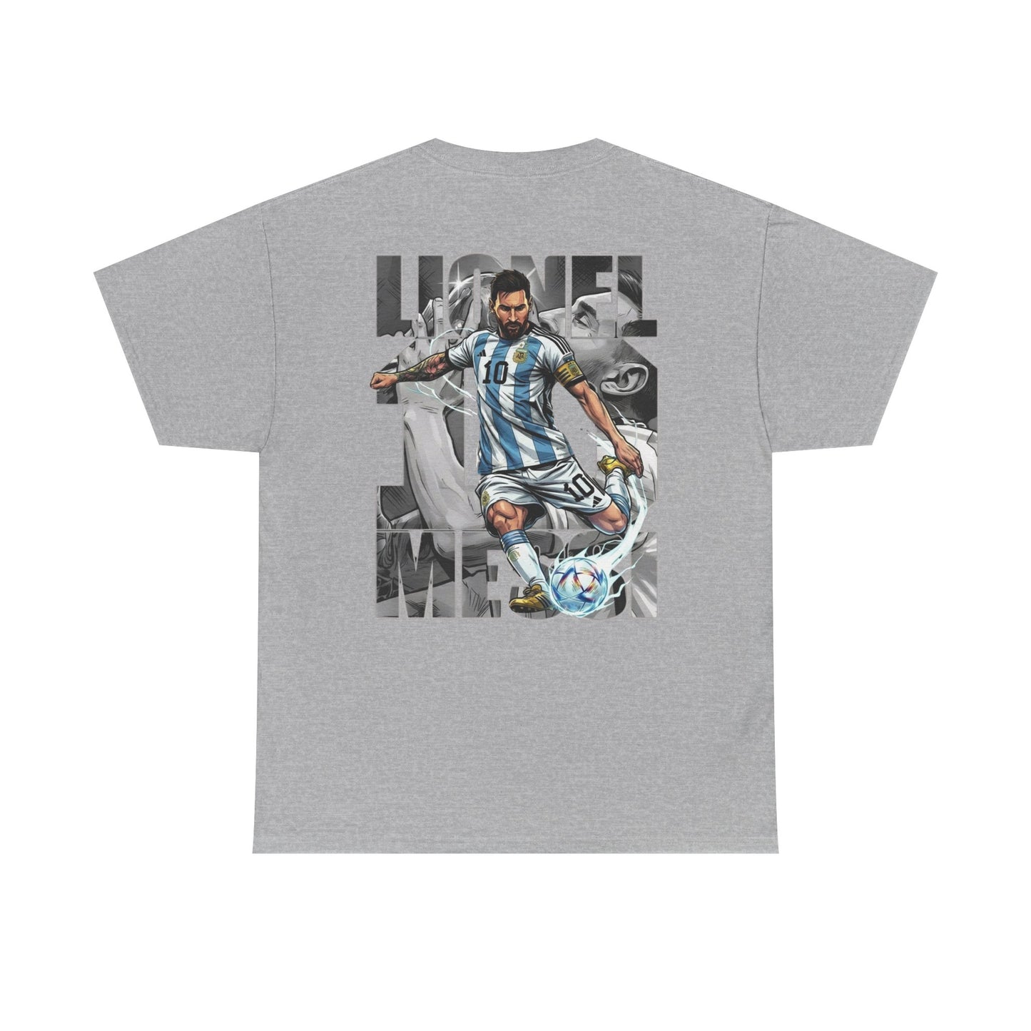 Soccer Star Graphic Tee Back — Argentina Striped Jersey Player Design