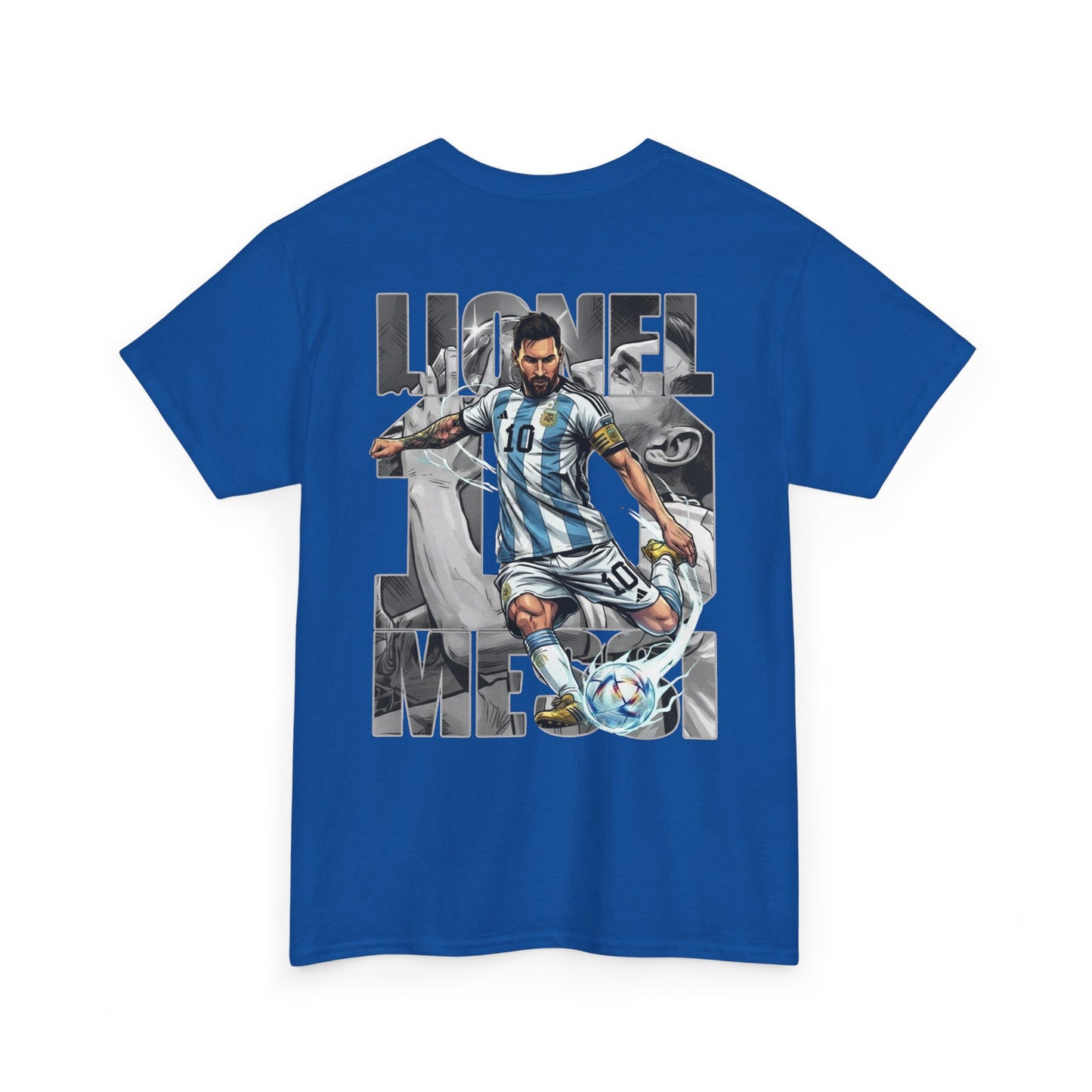 Soccer Star Graphic Tee Back — Argentina Striped Jersey Player Design