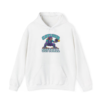Catcher Softball Hoodie — Cute Retro Mascot Design