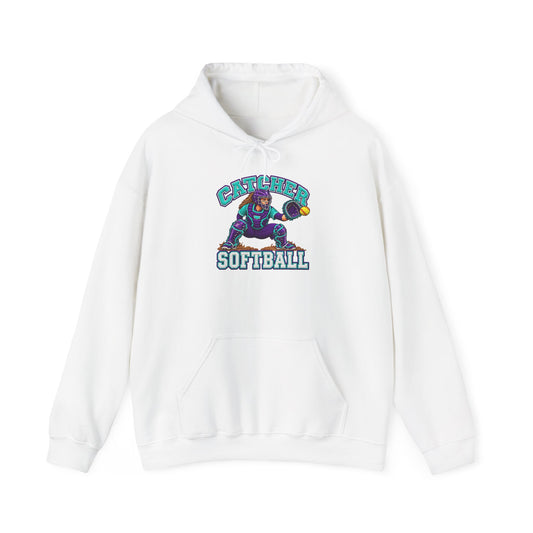 Catcher Softball Hoodie — Cute Retro Mascot Design