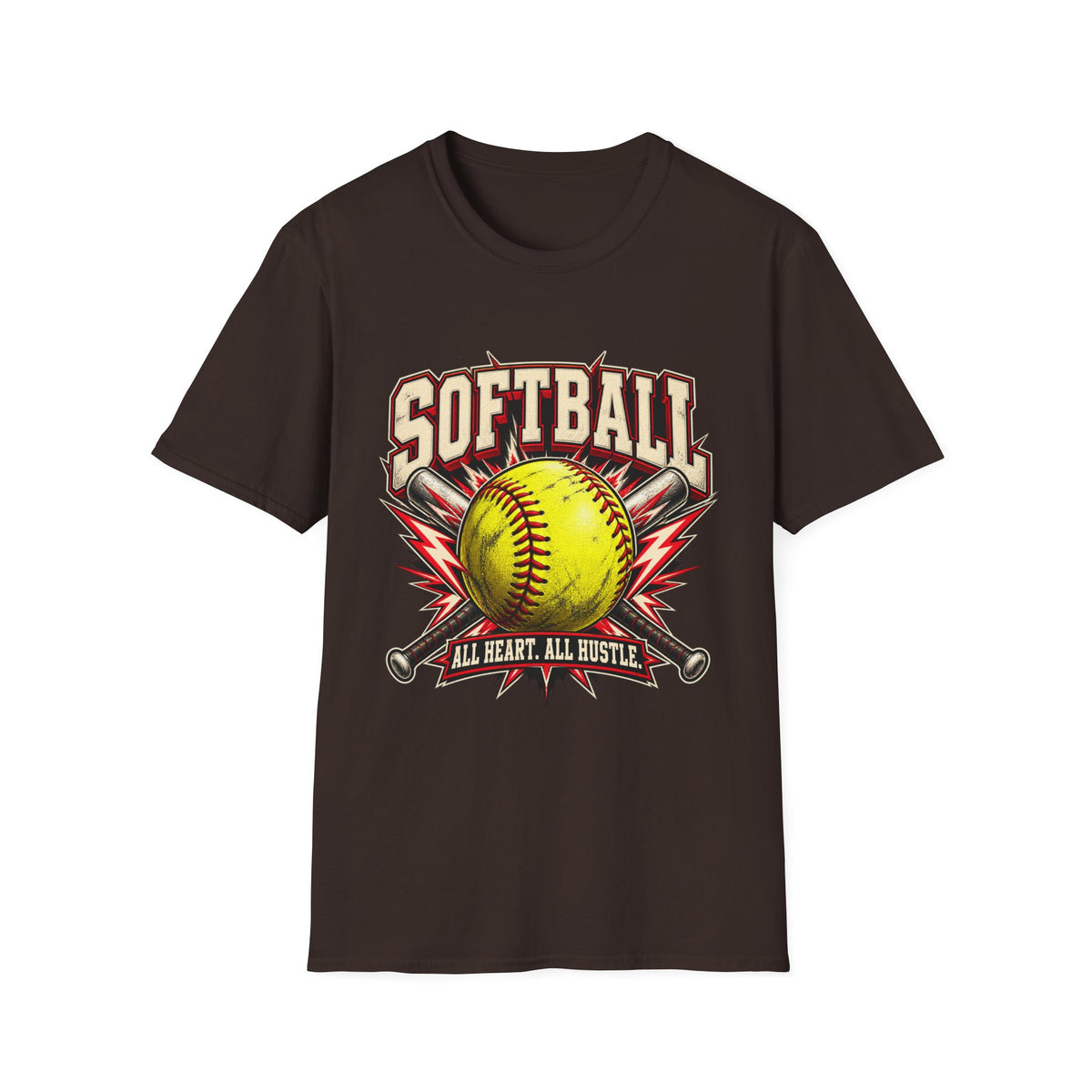 Softball T-Shirt — "Softball: All Heart, All Hustle" Graphic Tee