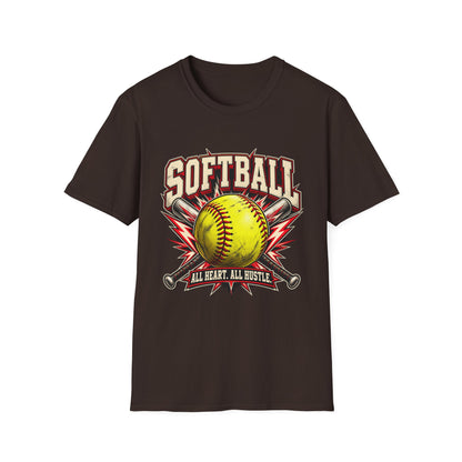 Softball T-Shirt — "Softball: All Heart, All Hustle" Graphic Tee