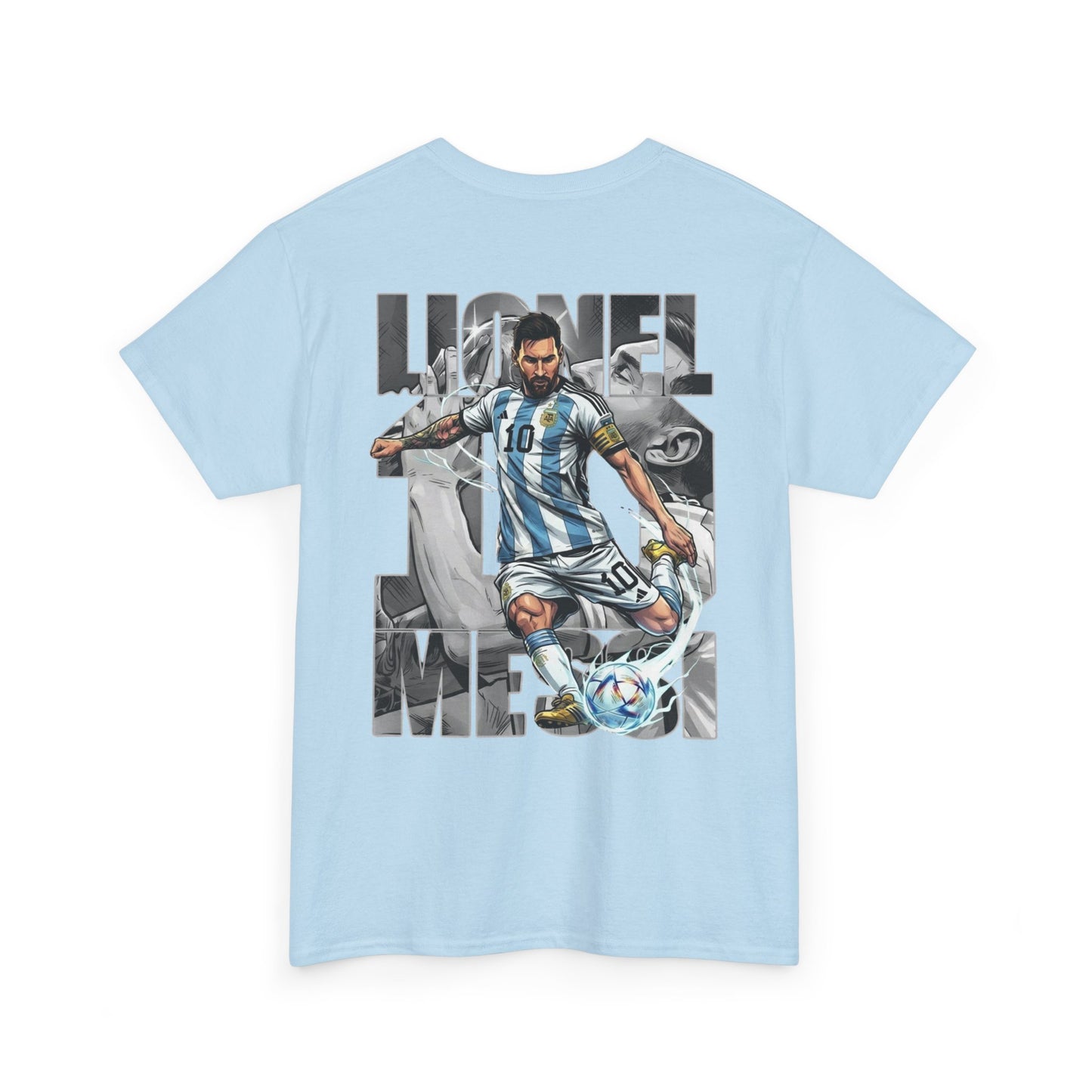 Soccer Star Graphic Tee Back — Argentina Striped Jersey Player Design