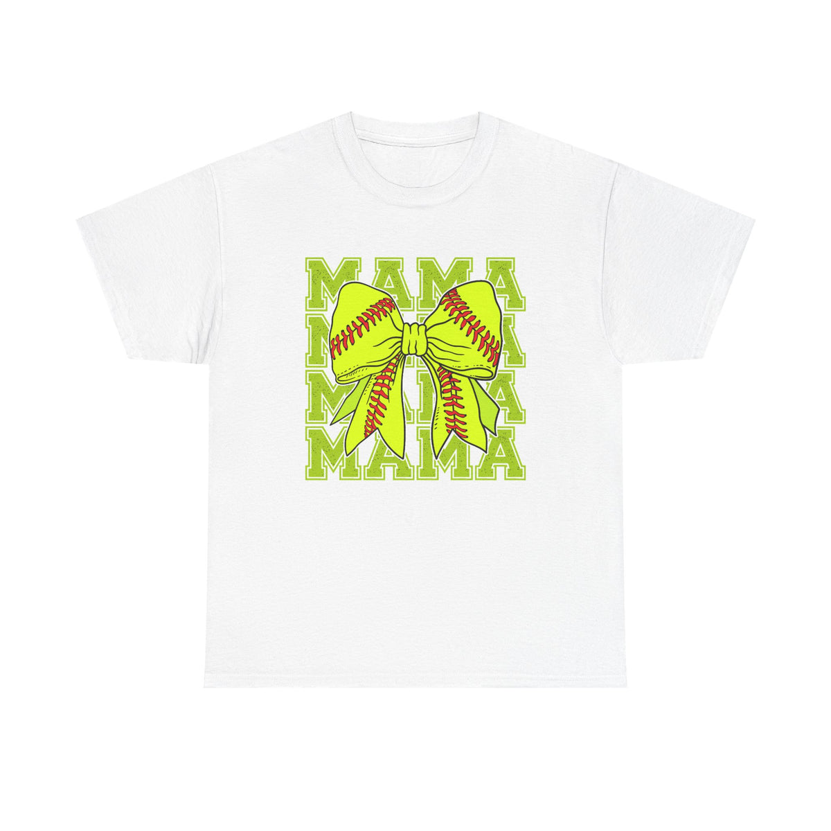 Softball Mama T-Shirt – Neon Bow "MAMA" Graphic