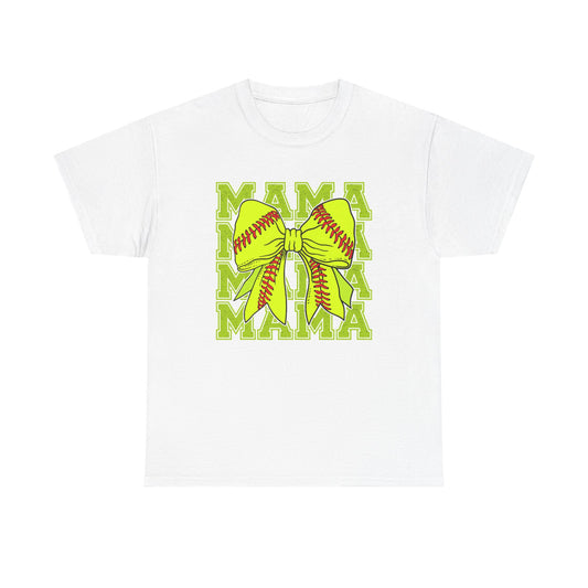 Softball Mama T-Shirt – Neon Bow "MAMA" Graphic