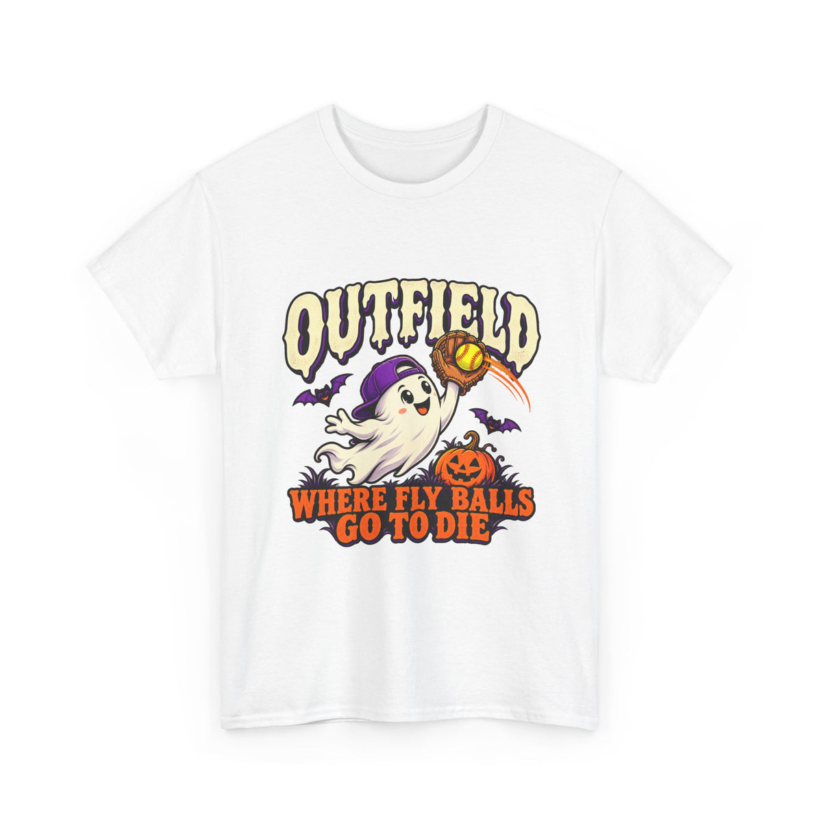 Outfield Where Fly Balls Go to Die Baseball Halloween T-Shirt