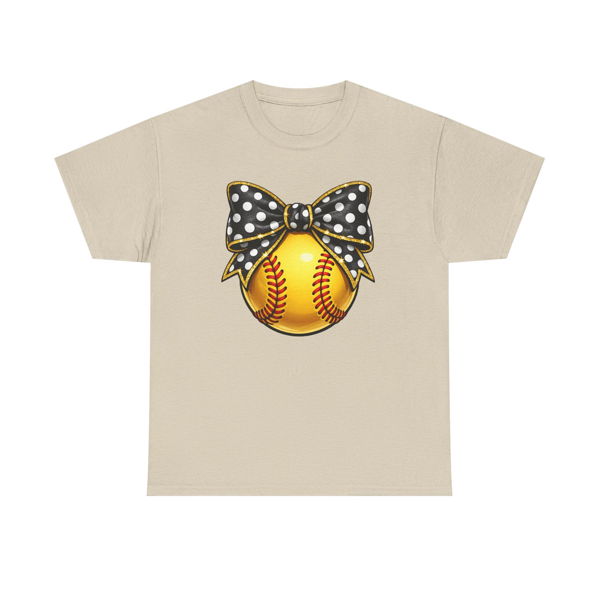 Softball Bow Tee — Polka Dot Bow Softball Graphic T-Shirt