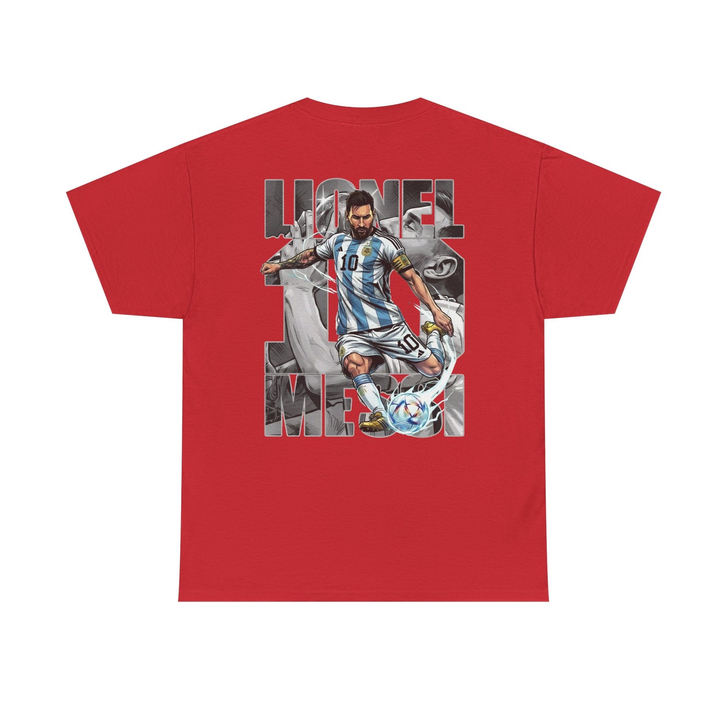 Soccer Star Graphic Tee Back — Argentina Striped Jersey Player Design