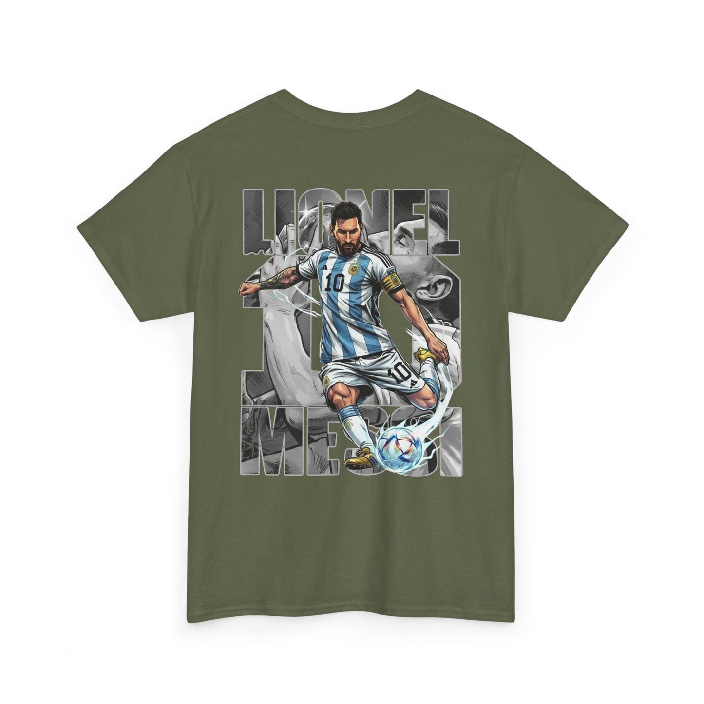 Soccer Star Graphic Tee Back — Argentina Striped Jersey Player Design