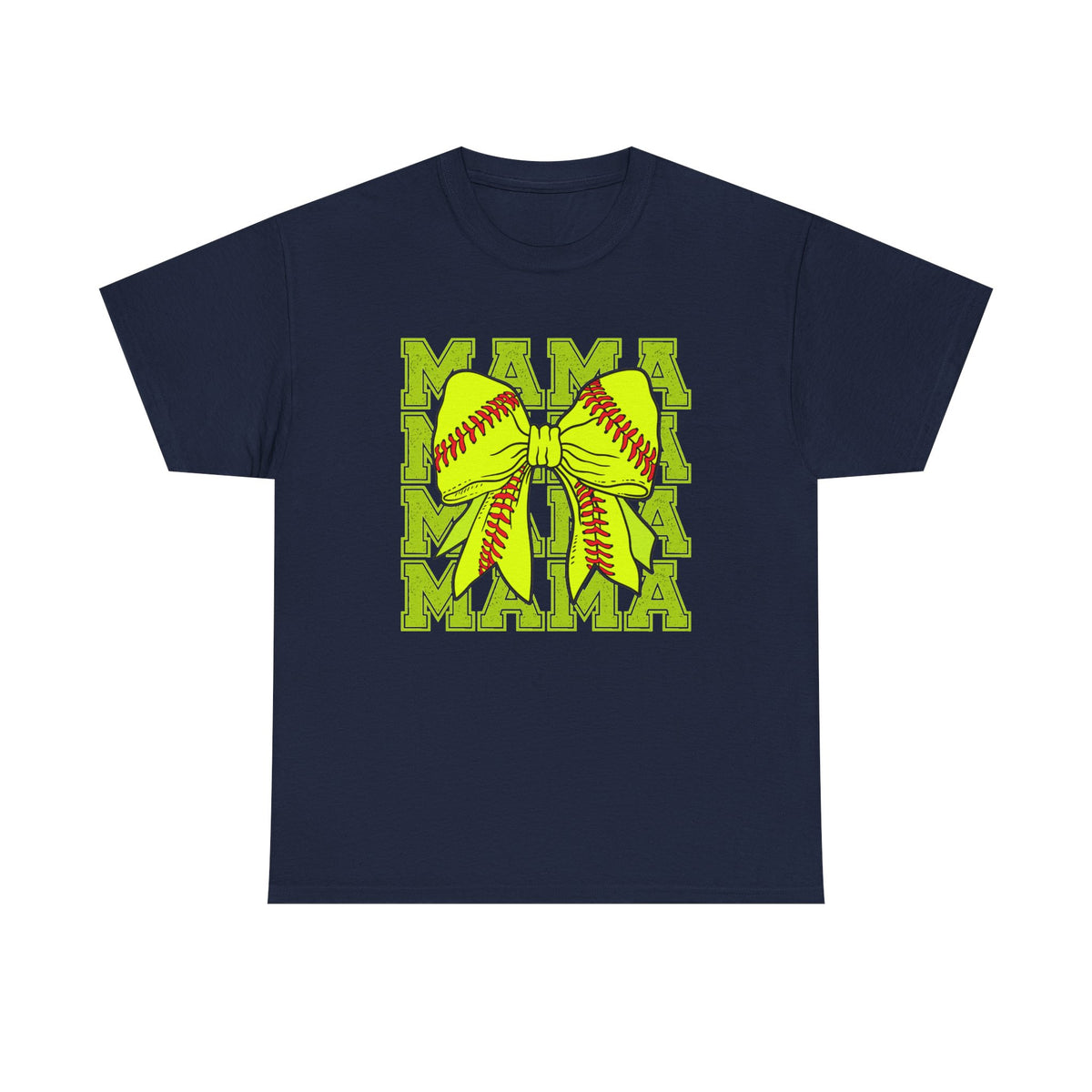 Softball Mama T-Shirt – Neon Bow "MAMA" Graphic