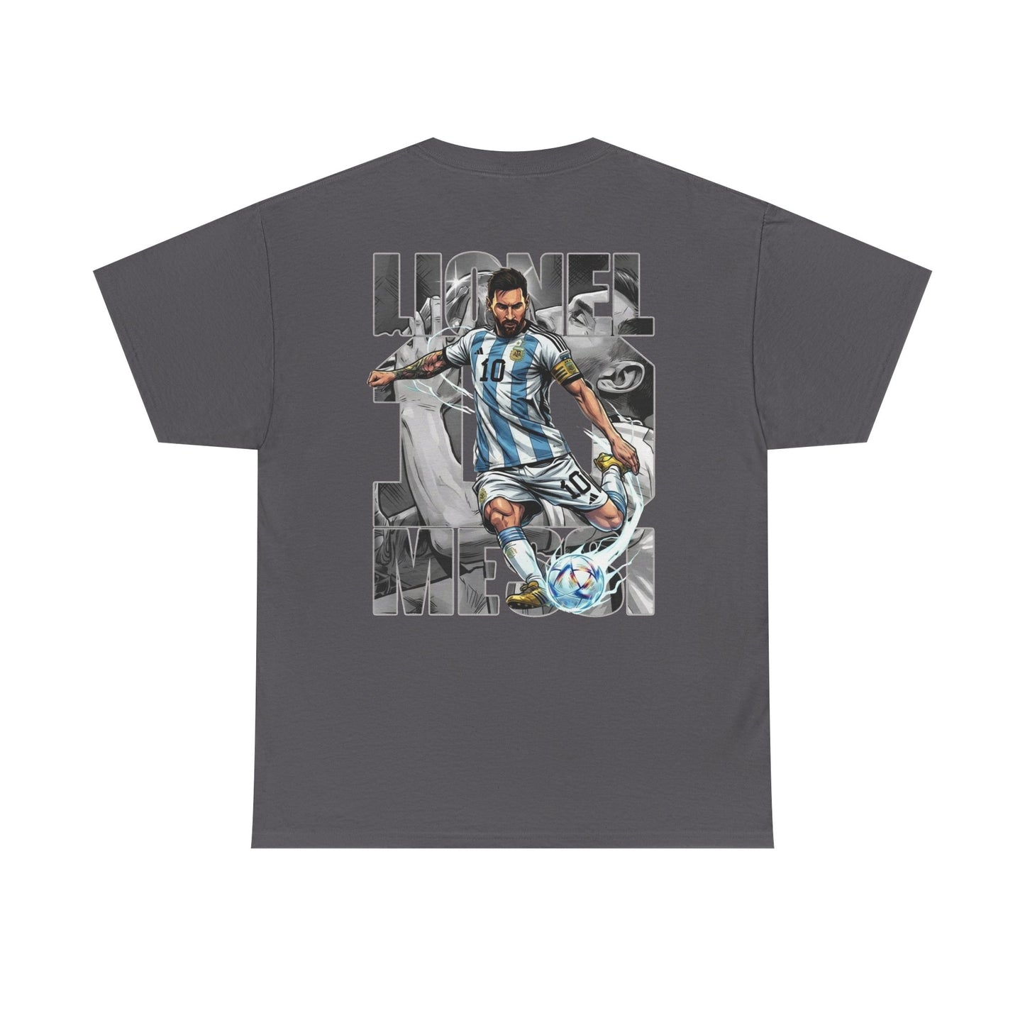 Soccer Star Graphic Tee Back — Argentina Striped Jersey Player Design