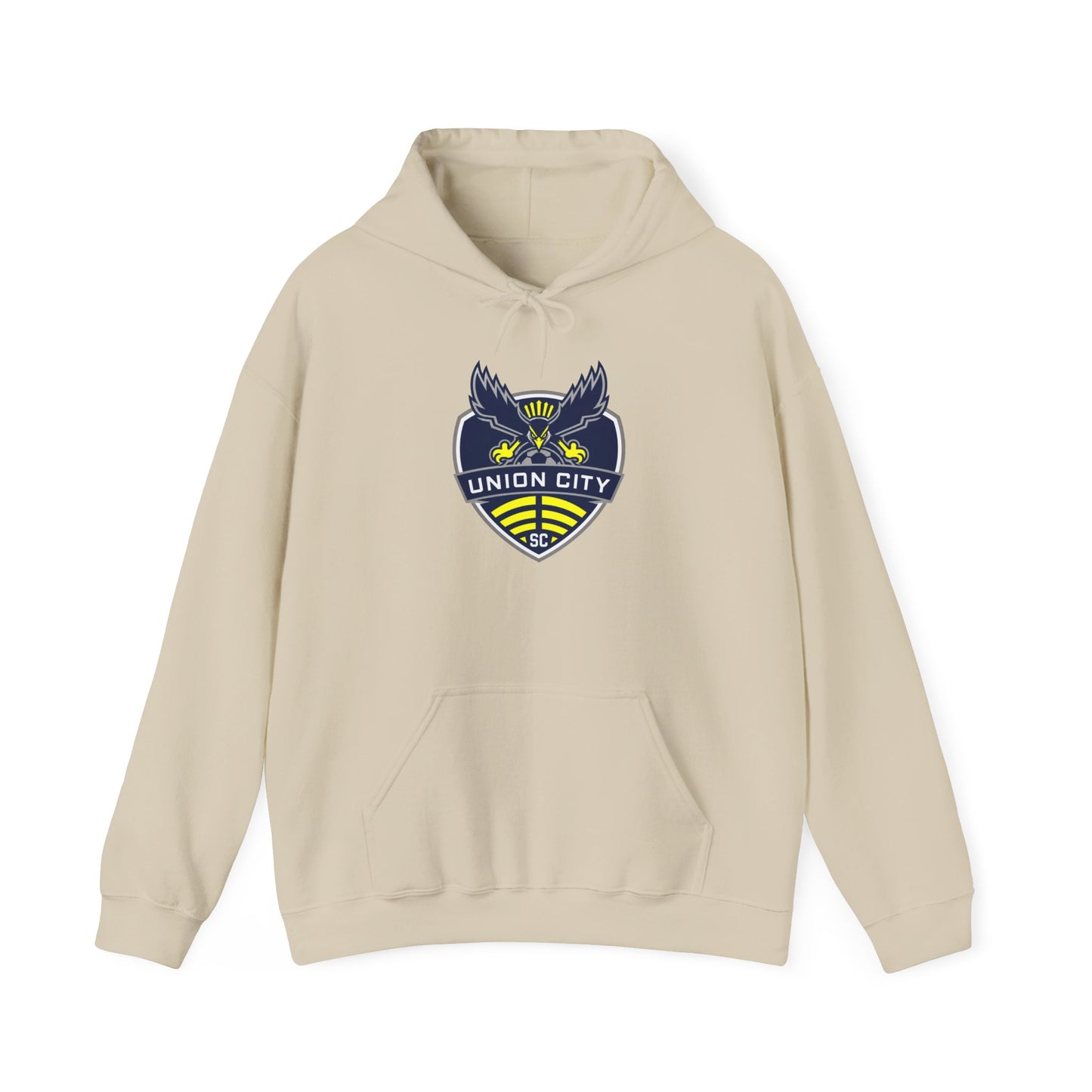 Union City Soccer Crest Hoodie — Vintage Eagle Shield Logo Pullover