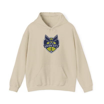 Union City Soccer Crest Hoodie — Vintage Eagle Shield Logo Pullover