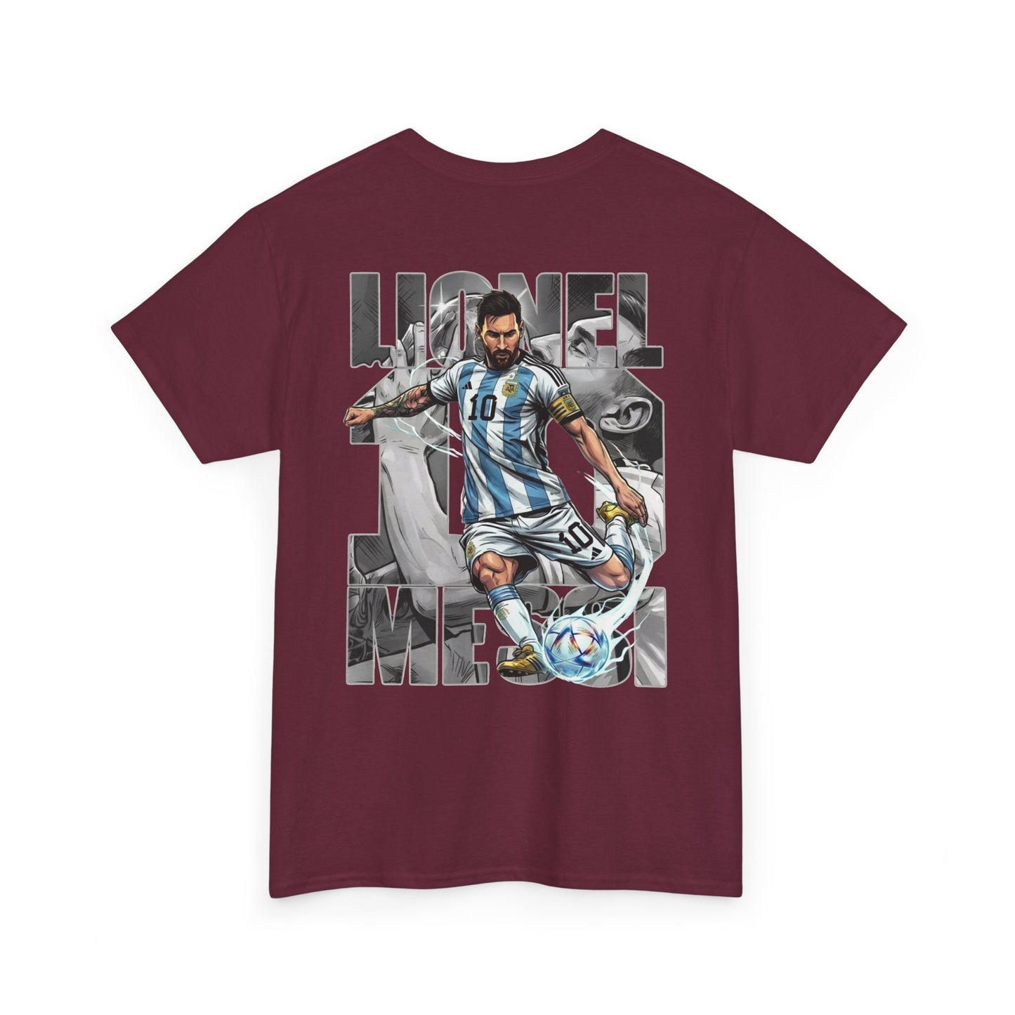 Soccer Star Graphic Tee Back — Argentina Striped Jersey Player Design