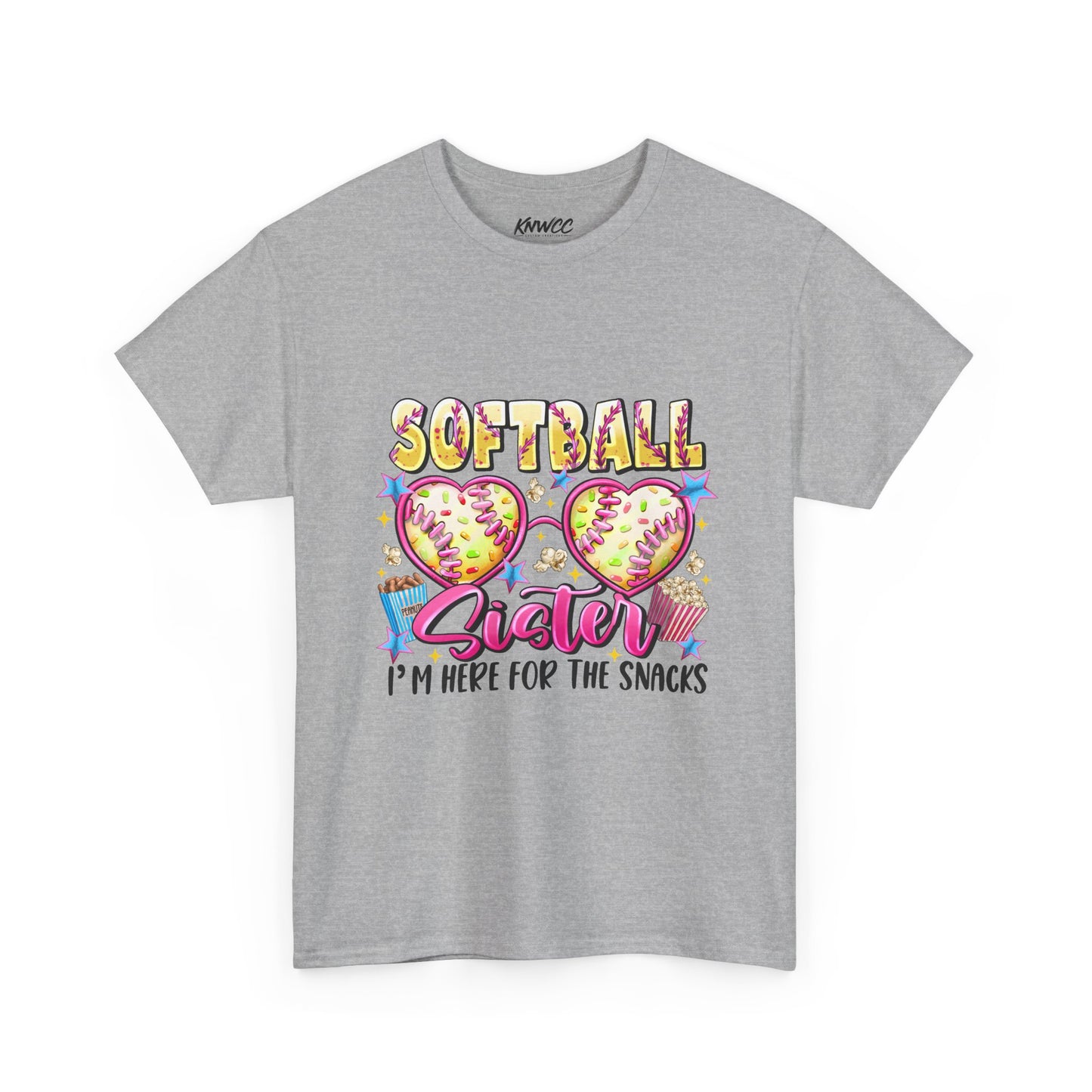Softball Sister T-Shirt — “I’m Here for the Snacks” Youth/Adult Tee