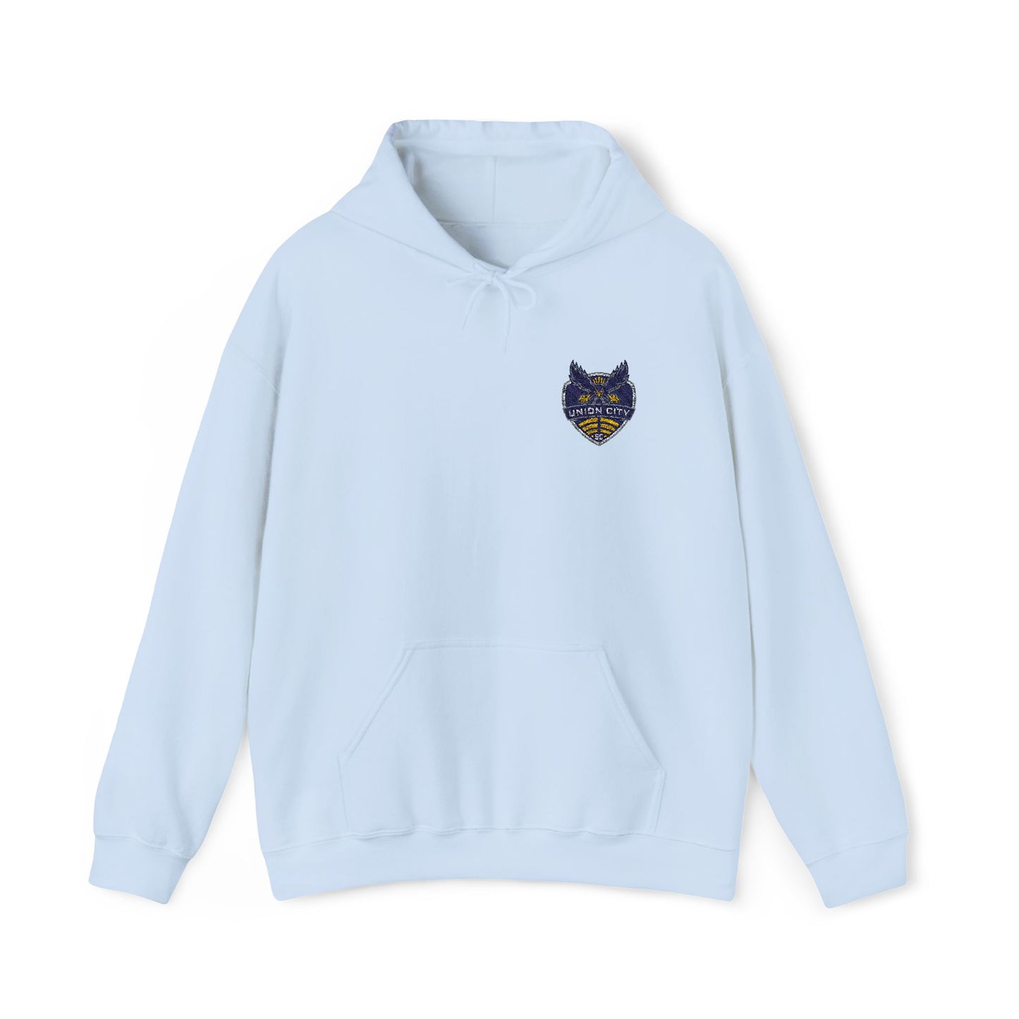Union City Soccer New Crest Sheild Embroidered Hoodie — Small Chest Graphic