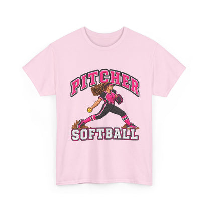 Softball Pitcher T‑Shirt – Pink Team Graphic Tee