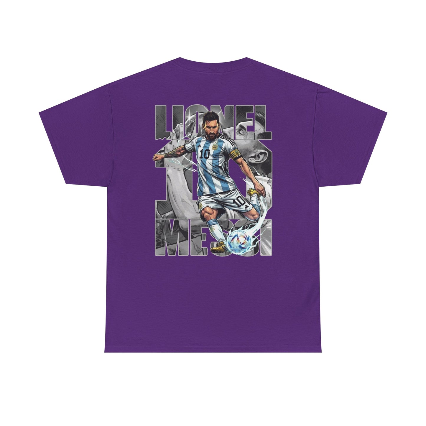 Soccer Star Graphic Tee Back — Argentina Striped Jersey Player Design
