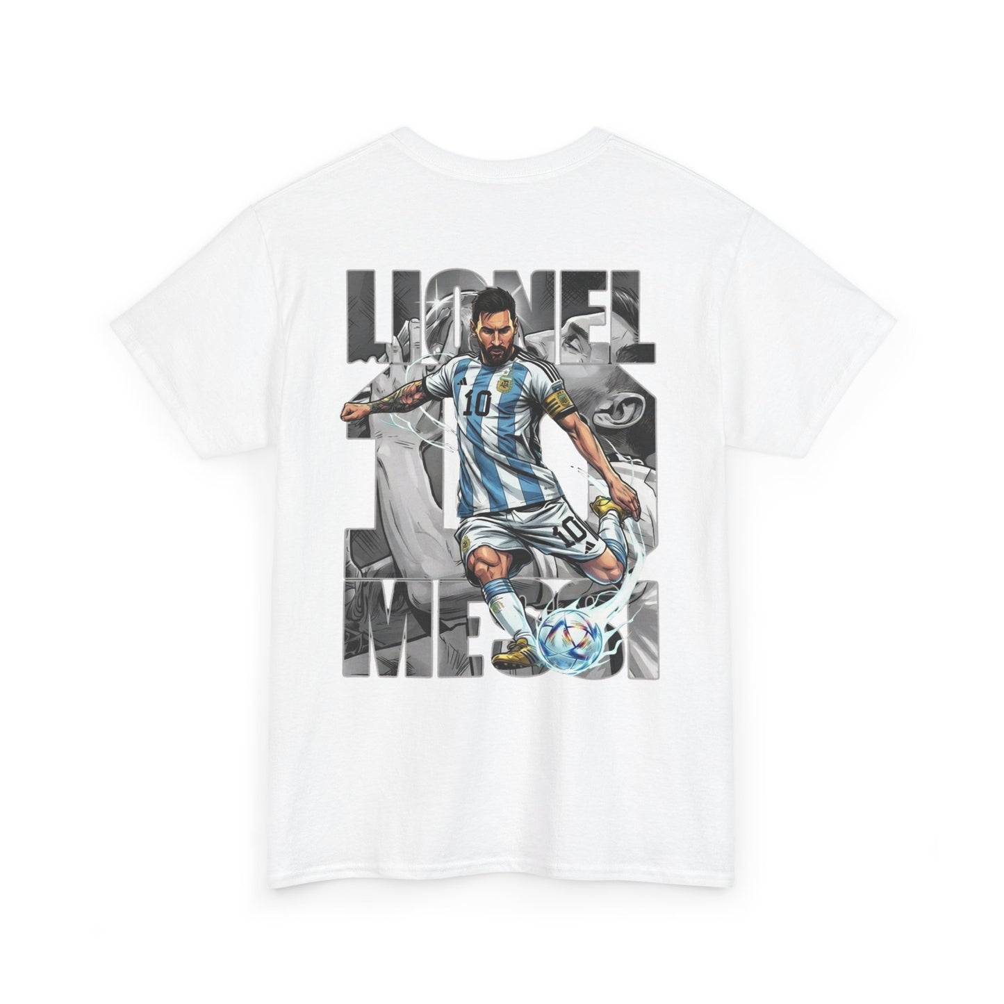 Soccer Star Graphic Tee Back — Argentina Striped Jersey Player Design