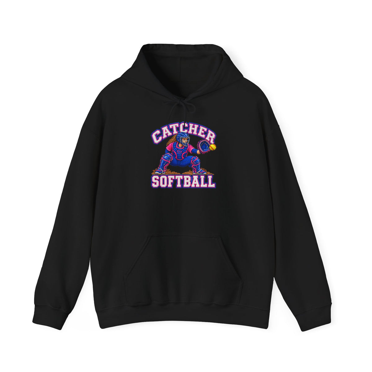 Catcher Softball Hoodie — Vintage Style Catcher Graphic Pullover