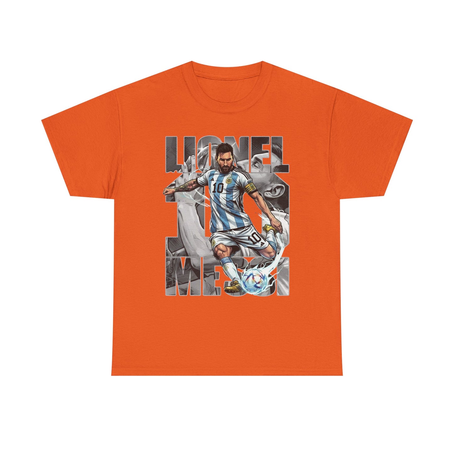 Soccer Star Graphic Tee Front — Argentina Striped Jersey Player Design
