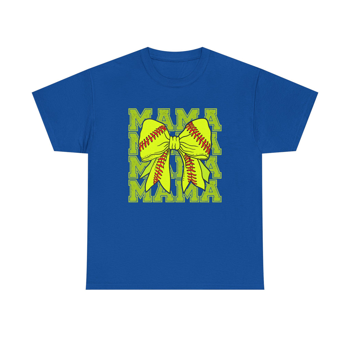 Softball Mama T-Shirt – Neon Bow "MAMA" Graphic
